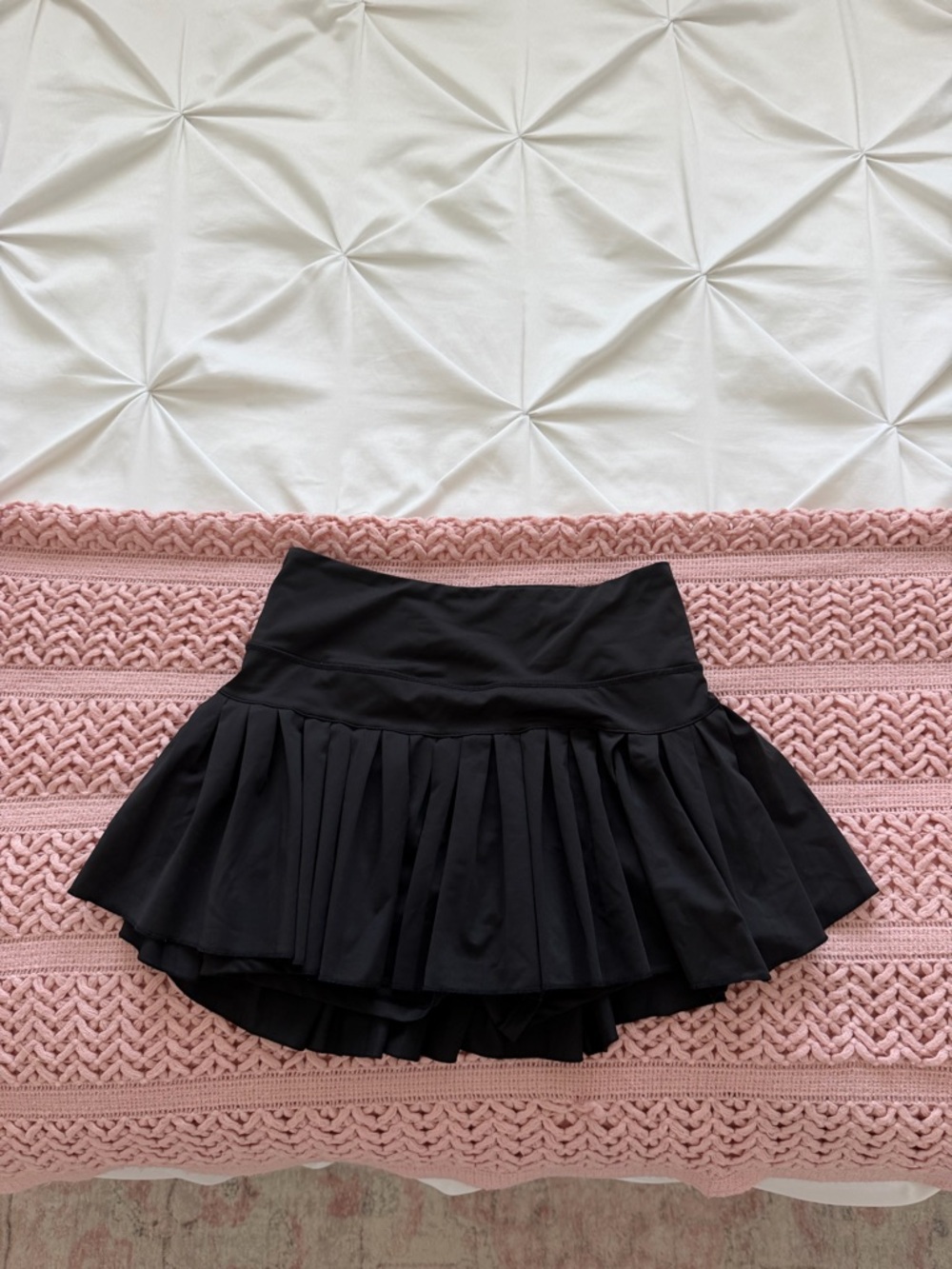 Women’s Black Skater Mini Skirt with Pleated Hem